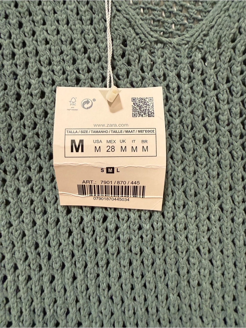 ZARA TEAL CHENILLE CROCHET DRESS SIZE M NWT - Picture 8 of 8